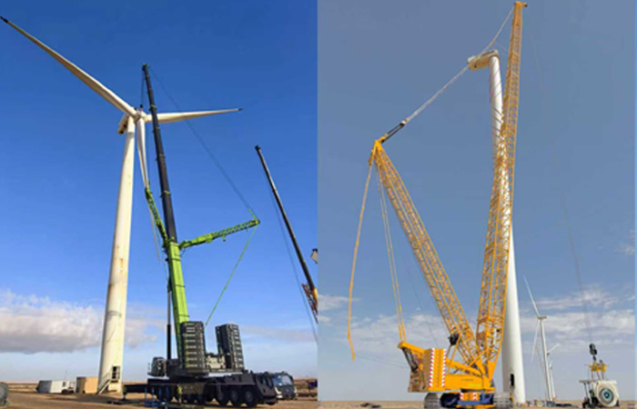 Zoomlion construction cranes at Morocco wind farm project.